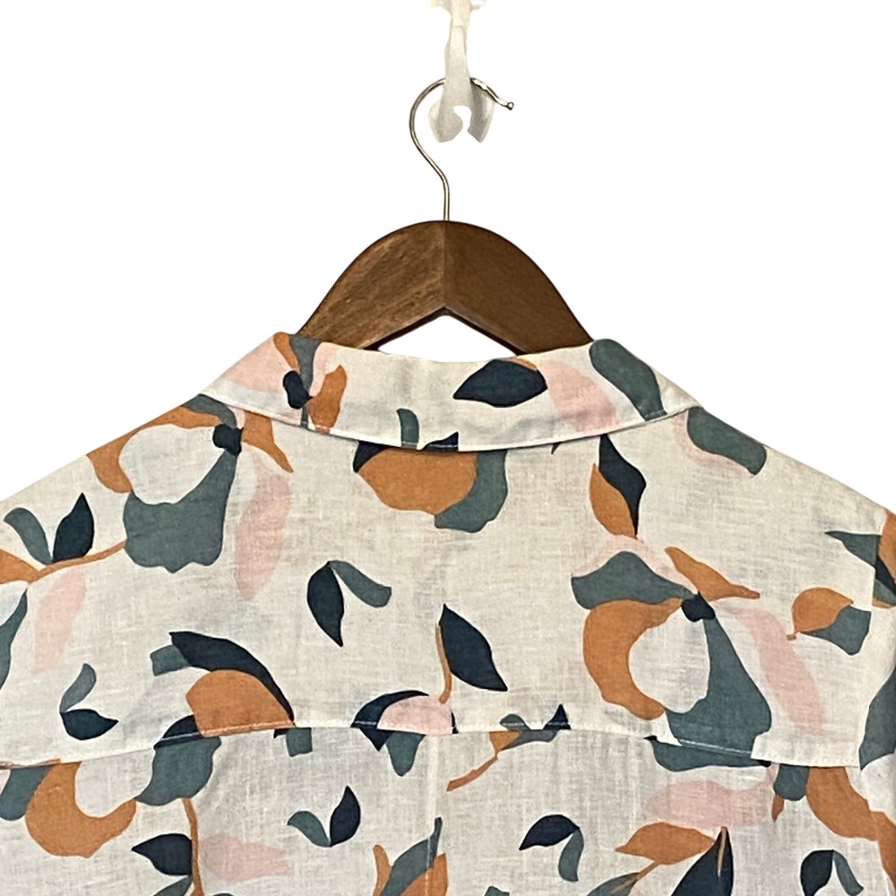 Rachel Zoe Women Linen Shirt Dress Size L Abstract Floral Coastal Resort Pockets - Picture 8 of 14